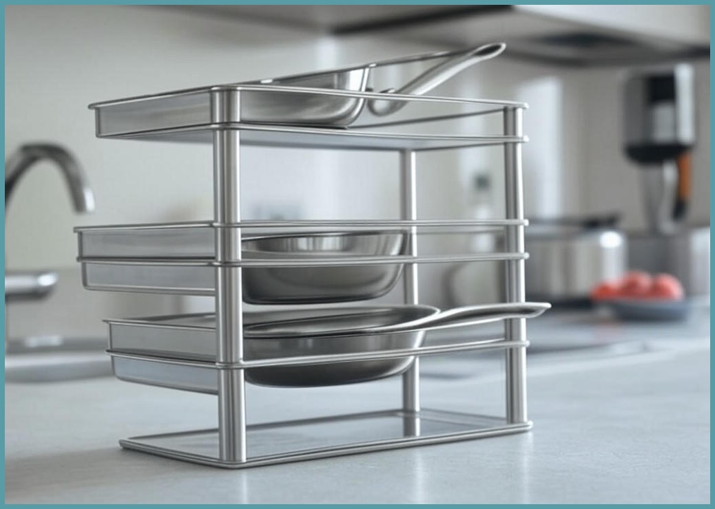 리벨룸 프리미엄 후라이팬 정리대 7mm, 1개, 실버, 3단